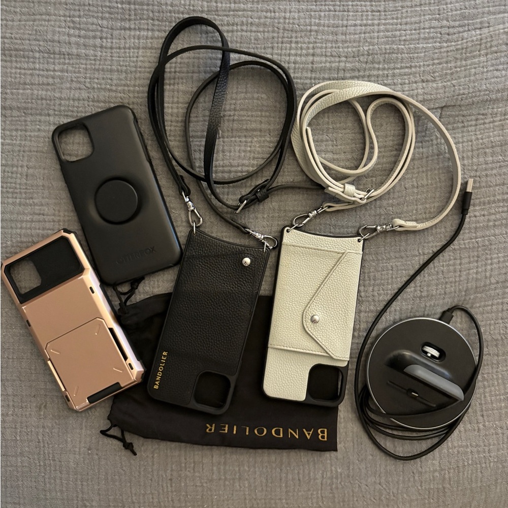 iPhone 11 Pro Max case bundle, including Bandolier Black & Cream Cases w/ Straps